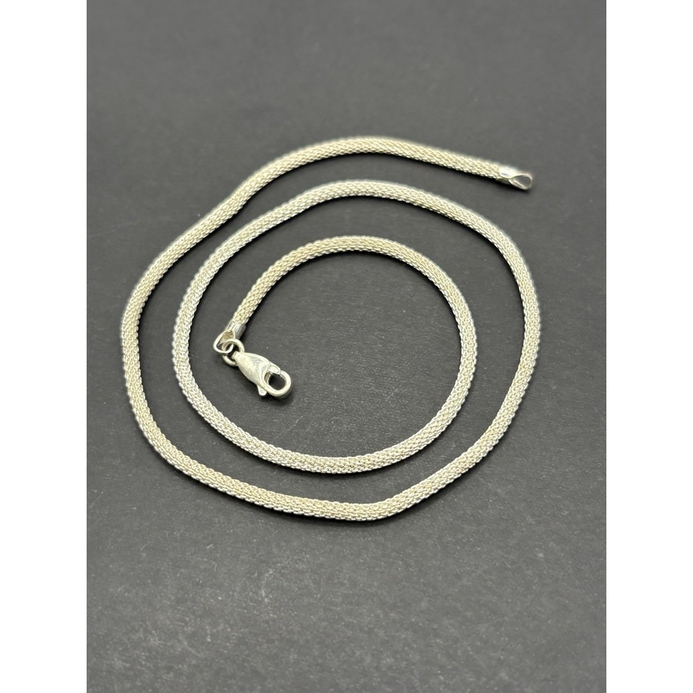 Vintage 18" Sterling Silver Mesh Chain Necklace 8 Grams 2.4MM G7 - Picture 3 of 9